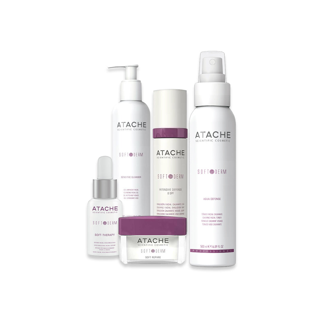 Atache sensitive cleanser + Atache soft therapy + Atache soft repair cream + Atache intensive defense 8 spf + Atache aqua defense