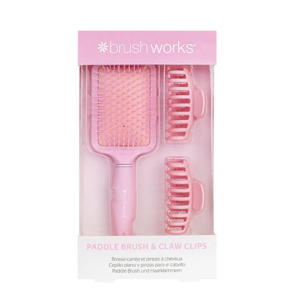 Brushworks Paddle Brush &amp; Claw Clips Set