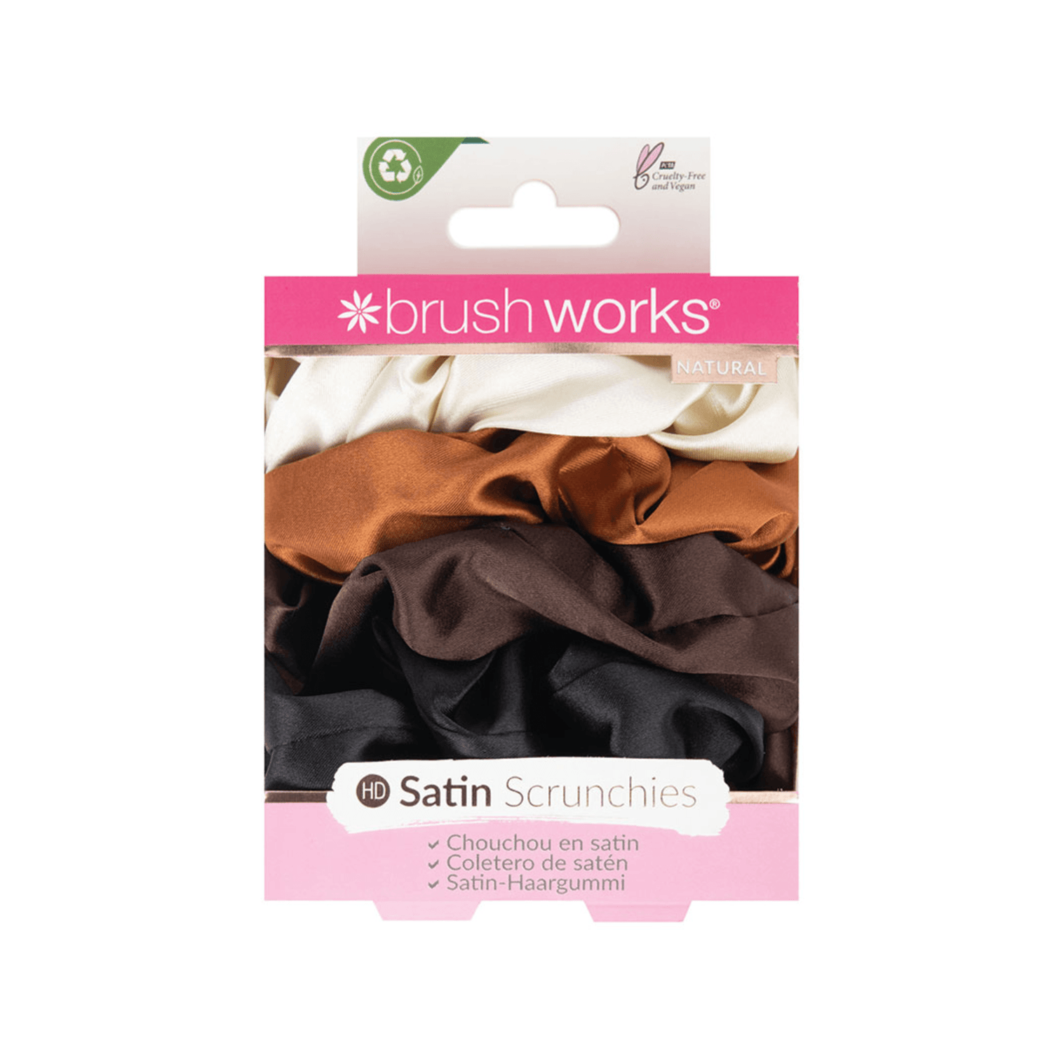 Brushworks Natural Satin Scrunchies